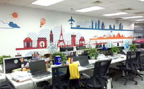 大悟教你设计办公室墙绘的方法。