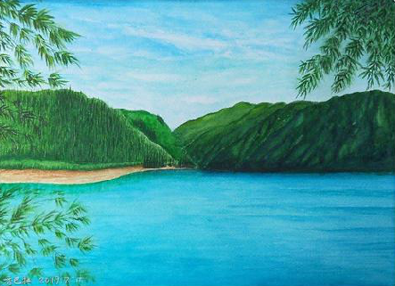 大悟在墙绘中，如何绘画绿水青山？